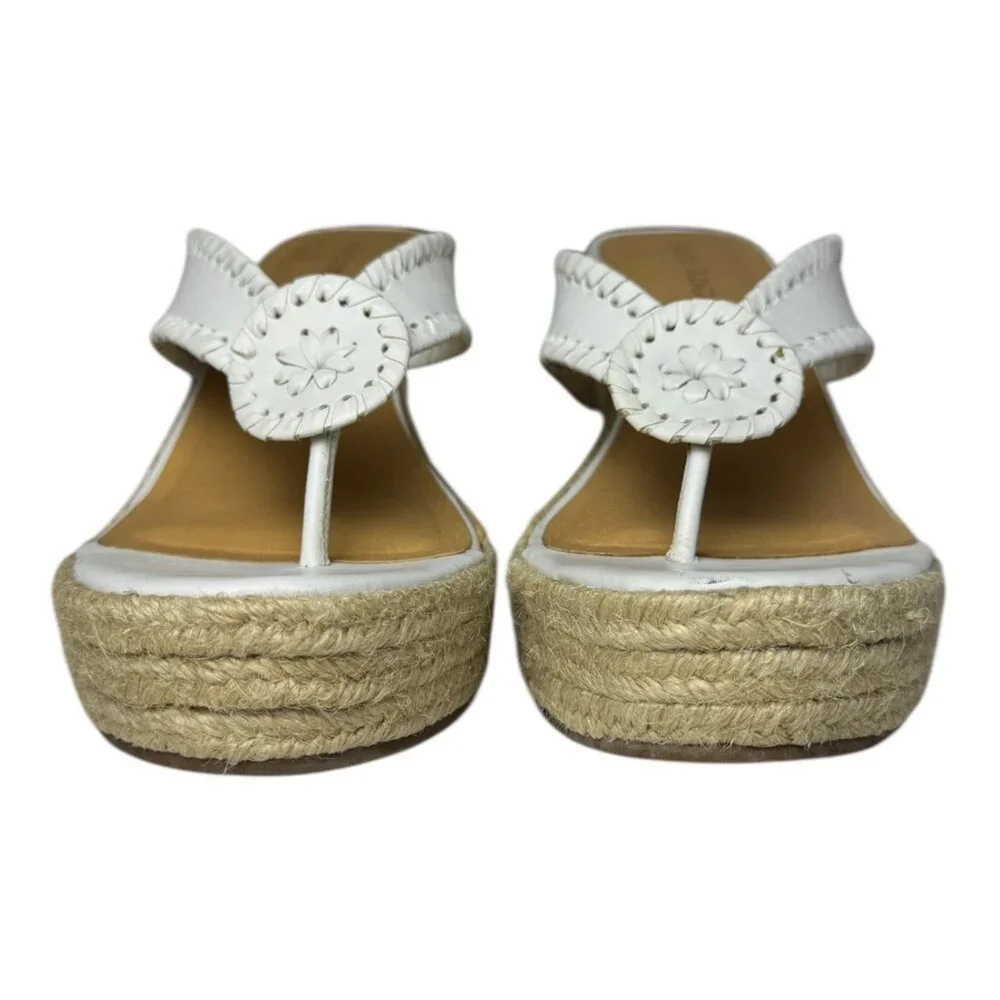 Jack Rogers White Braided Leather Espadrille Wedge Sandals Classic Summer sz 10